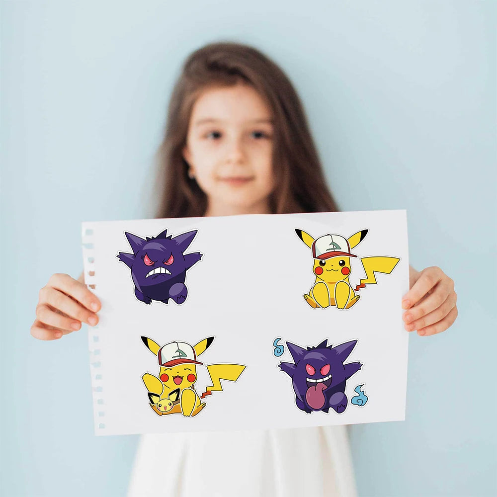 32Sheets Children DIY Puzzle Sticker Pokemon Face Funny Anime Pikachu Assemble Stickers Kids Toys Boys Girls Gifts