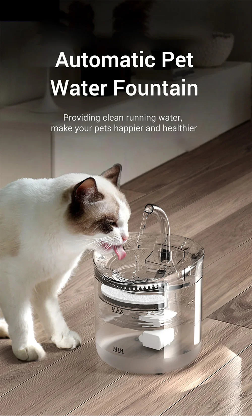 2L Pet Cat Dog Drinker Fountain Activated Filter USB Powered Automatic Pet Feeder Motion Sensor Bowl Pet Silent Drinking Bowl