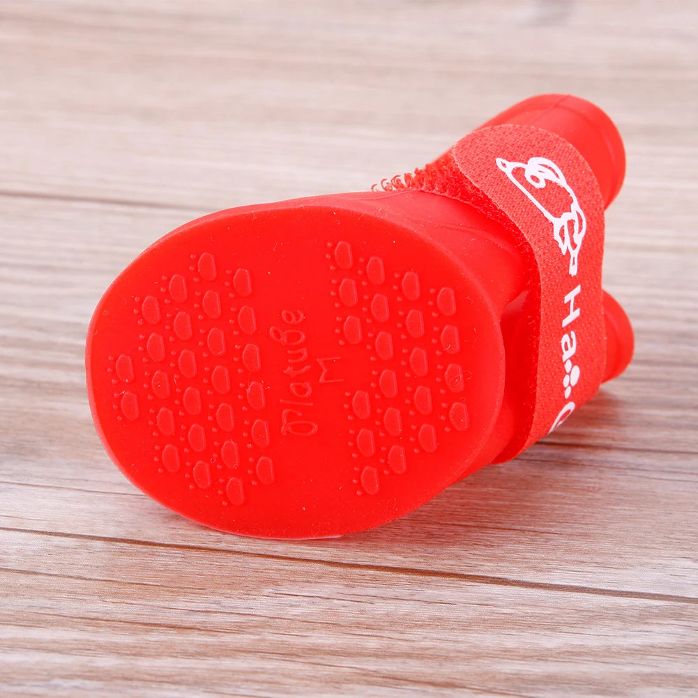 4Pcs S/M/L Size Dog Cat Rain Shoes Pet PVC Shoes Waterproof Rubber Booties Durable Cats Shoes For Large Medium Small Dogs