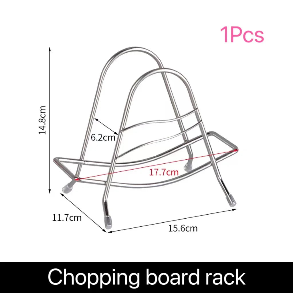 1pcs Kitchen Stainless Steel Chopping Board Rack Drain Rack Pot Lid Storage Rack Kitchen Multifunctional Storage Rack