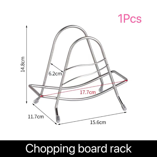 1pcs Kitchen Stainless Steel Chopping Board Rack Drain Rack Pot Lid Storage Rack Kitchen Multifunctional Storage Rack