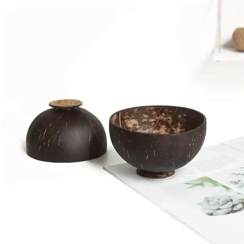 Coconut Bowls For Serving Dishes Wooden Salad Wood Reusable Bowl Serving Utensils Natural Coconut Shell Bowls Breakfast Party