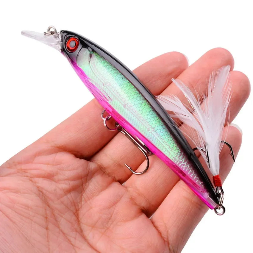 1PCS Laser Minnow Fishing Lure 11CM 13G pesca hooks fish wobbler tackle crankbait artificial japan hard bait swimbait