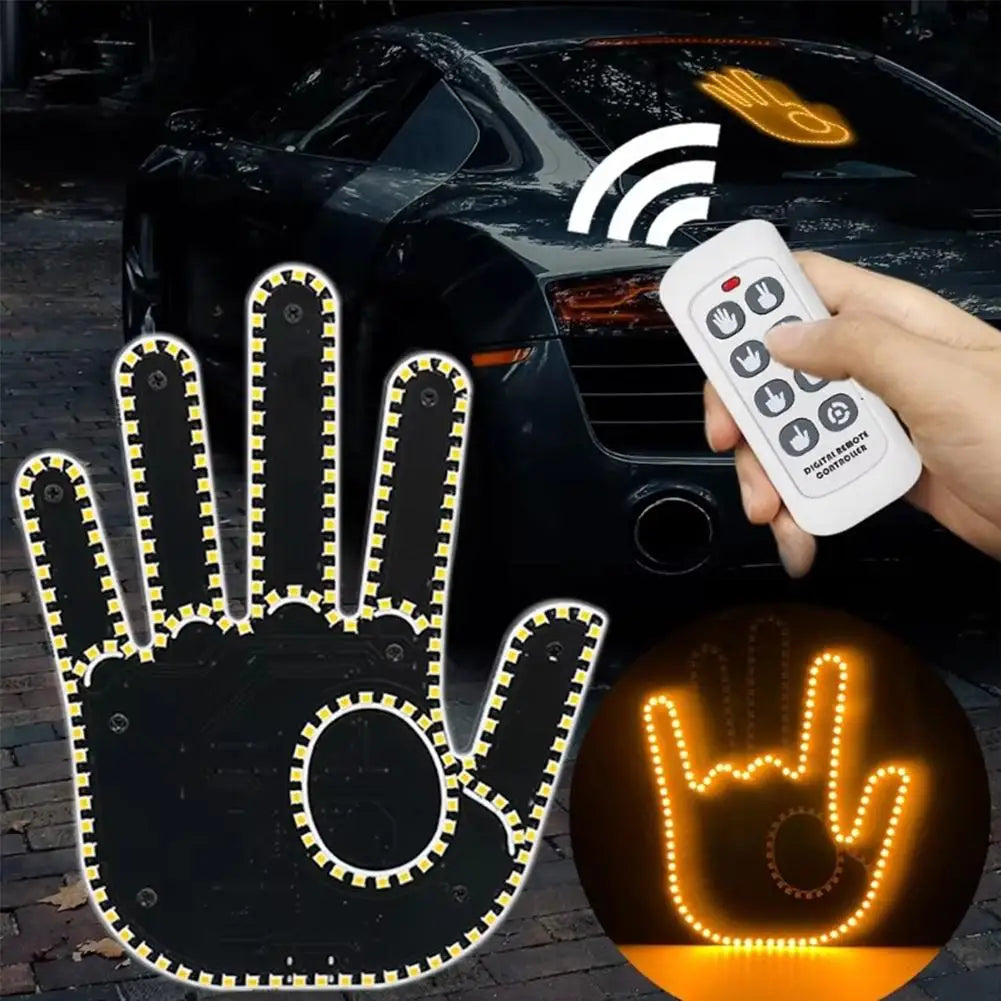 5V Universal 7 Models Hand Shape Funny Light With Remote Road Car LED Hand Gesture Sign Light Warning Light With Remote Control