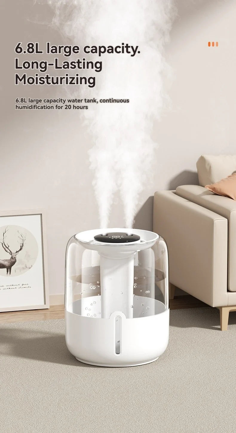 6.8L large capacity humidifier USB Double spray Home dormitory office bedroom desktop with small night light