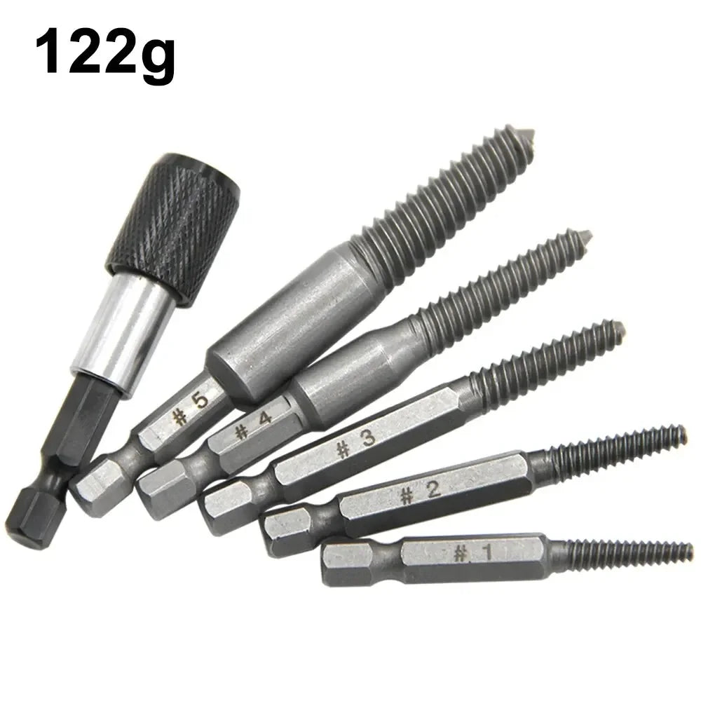 5pc Hexagonal Handle Broken Head Screw Extractor 60mm Black Quick Release Electric Hexagonal Broken Thread Removal Tool Set