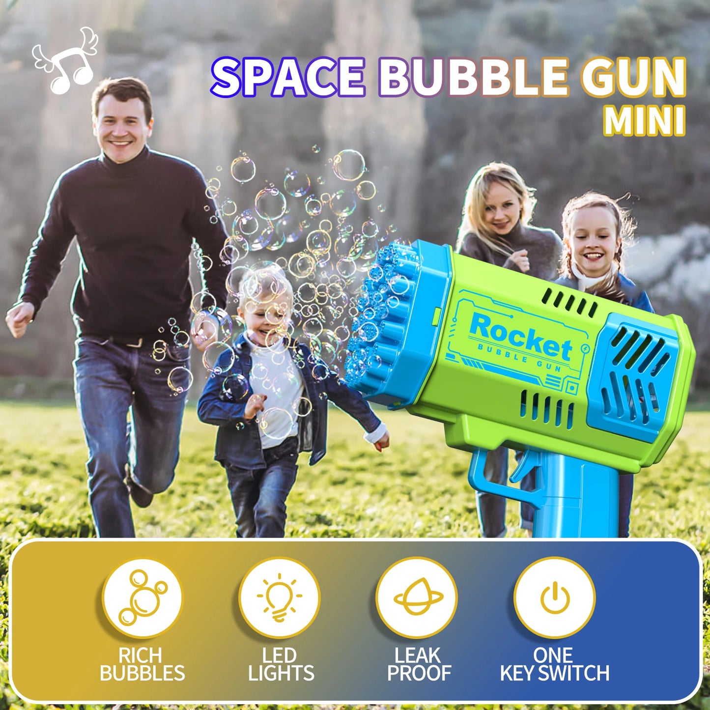 40 hole handheld light bubble gun electric children's bubble outdoor bubble machine toy without battery and bubble water