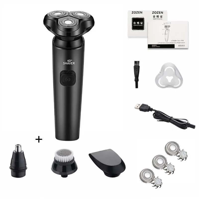 ZOZEN Electric Shaver Washable Rechargeable Electric Razor Body Hair Clipper Cutting Shaving Machine for Men Beard Trimmer