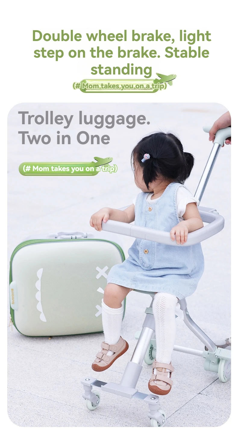 Children's Luggage Case Can Ride and Walk the Baby's Suitcase The Baby Can Take the Suitcase. The 20-Inch Folding Stroller Can