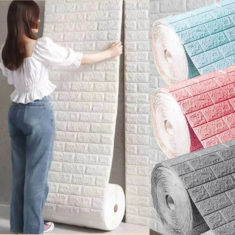 70cm*100cm 3D Brick Pattern Wall Panels Wallpaper DIY Waterproof for Living Room Bedroom Kitchen Background Wall stickers Decor