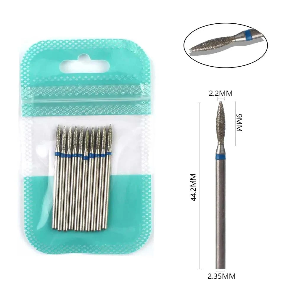 10pcs Diamond Milling Cutter Nail Drill Bits Set For Manicure Accessory Pedicure Eletric Machine Nail Bit Brush Burr Tools