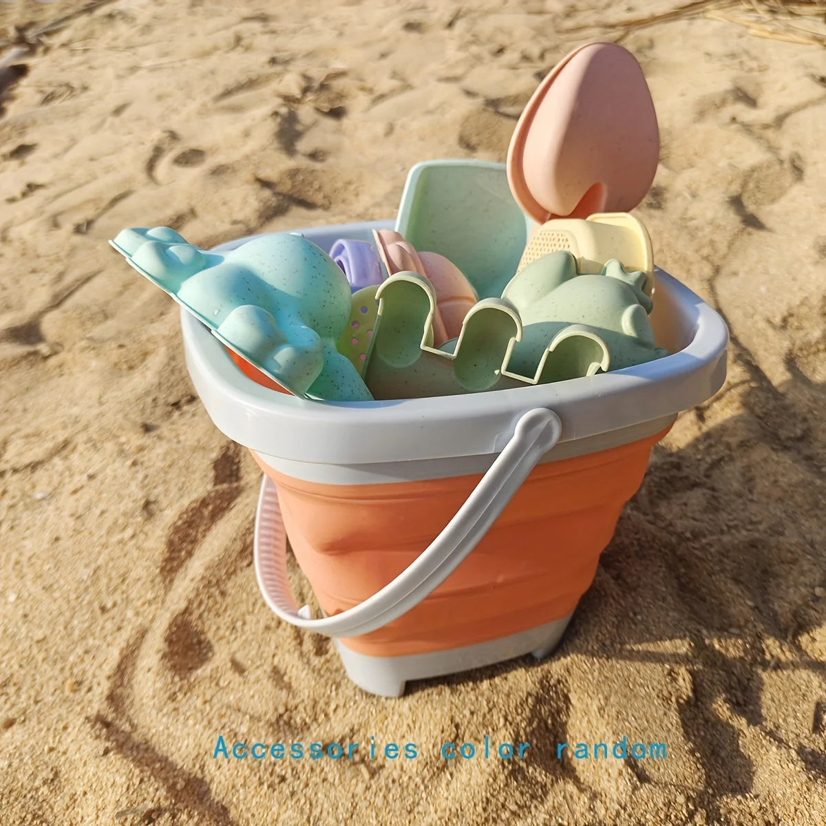 Beach Toys for Kids Sand Toys Set for Toddlers Sandbox Toys with Collapsible Bucket Shovel Rake Set Sand Molds Summer Outdoor