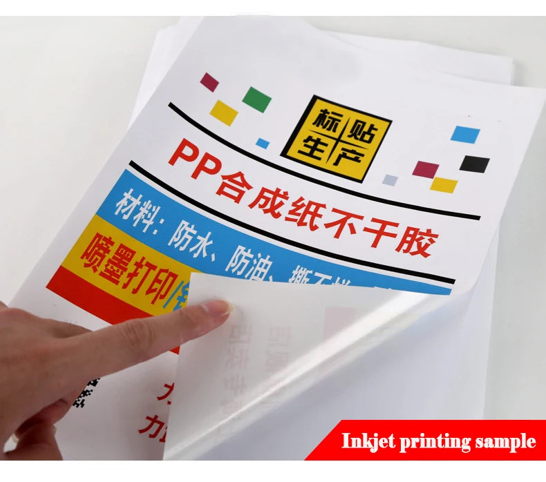 A4 PP Self-adhesive Synthetic Paper Glossy Matte Surface Waterproof Tear-off Resistant Label Sticker for Inkjet or Laser Printer