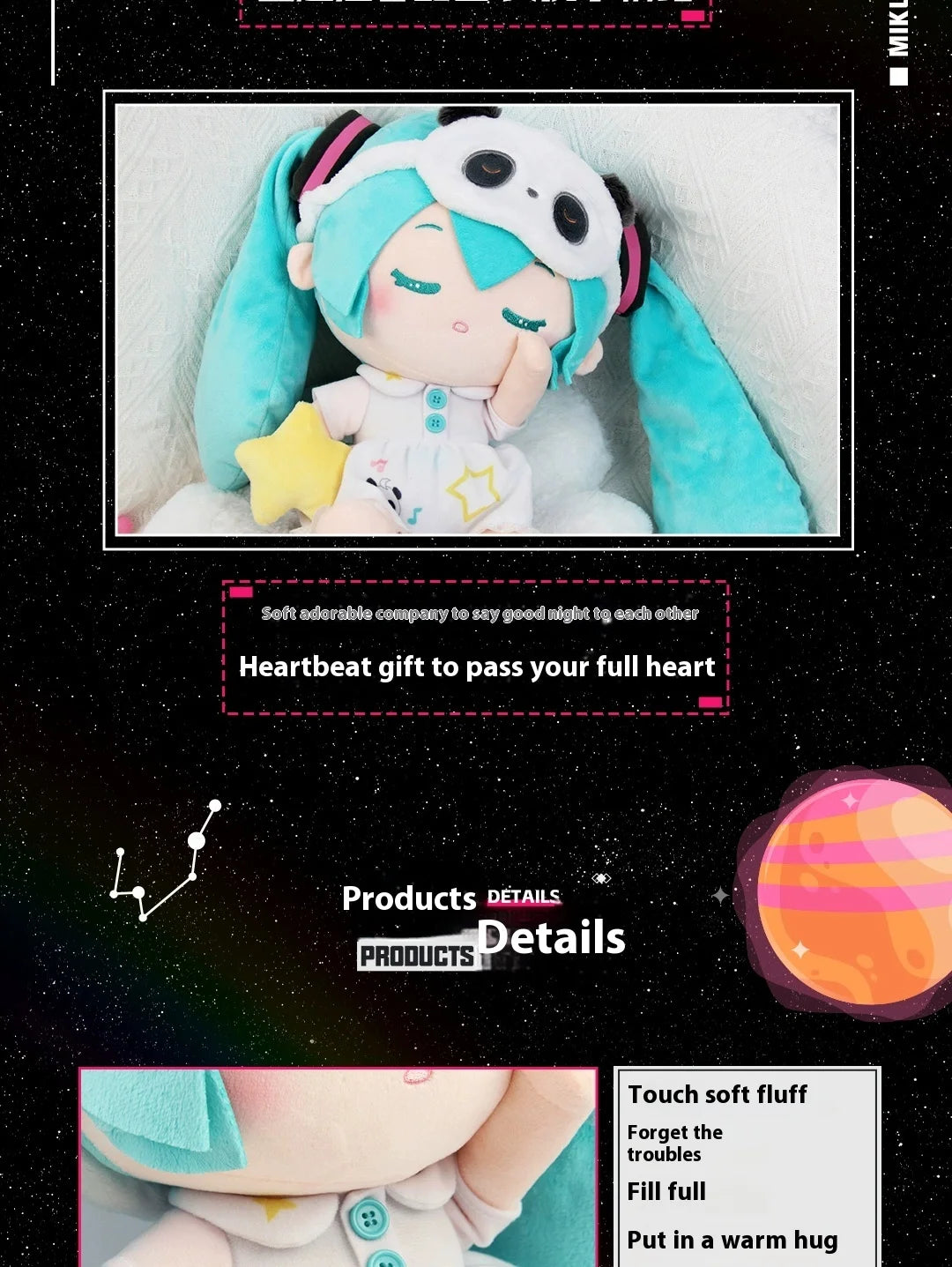 2024 New Genuine Vocaloid Hatsune Miku 2d Cute Sleep Doll panda Headphone Bag Kawaii Two-Dimensional Girls Birthday Gift