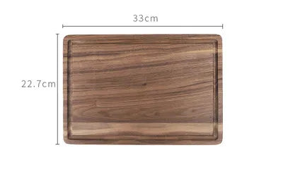 Black walnut round pizza chopping board with handle Solid wood unpainted household cutting board Slotted steak plate bread