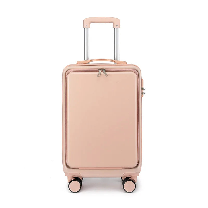 20 inch multifunctional front opening business luggage with swivel wheels and a pull rod