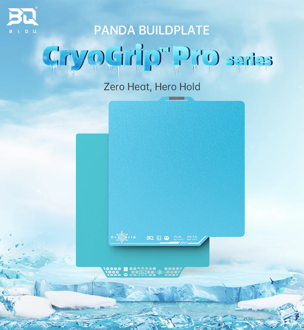 BIQU Panda Build Plate CryoGrip/CryoGrip Pro 257x257mm Spring Steel Double-sided Textured for BambuLab P1P P1S A1 3D Printer