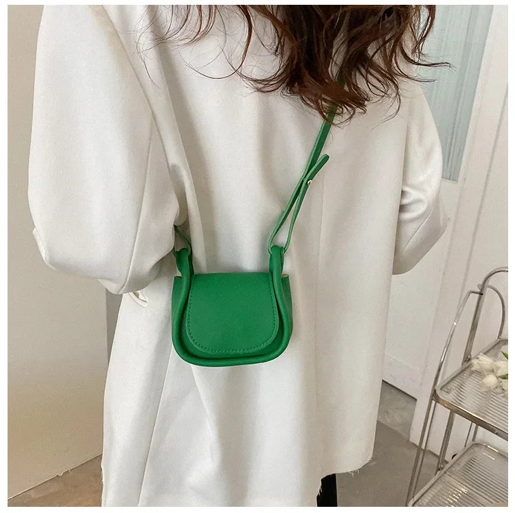 Candy Color Fashion PU Leather Mini Crossbody Bag Shoulder Bags for Women Small Saddle Bag Lipstick Coin Money Pouch Card Holder