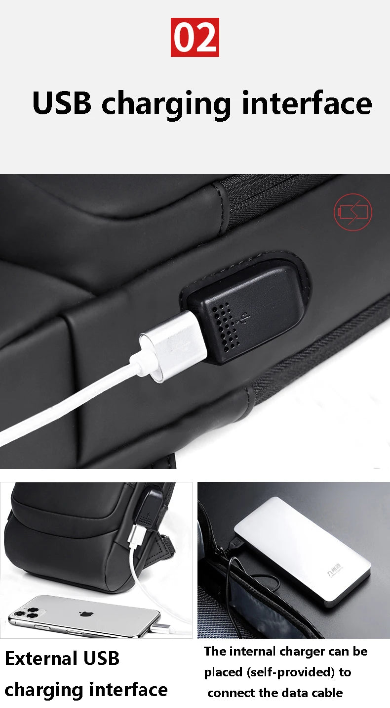 Chest Bag Multifunction Crossbody Sport Running Travel Sling Pack Anti-theft USB Charge Shoulder Messenger Pack Luxury Brand Men