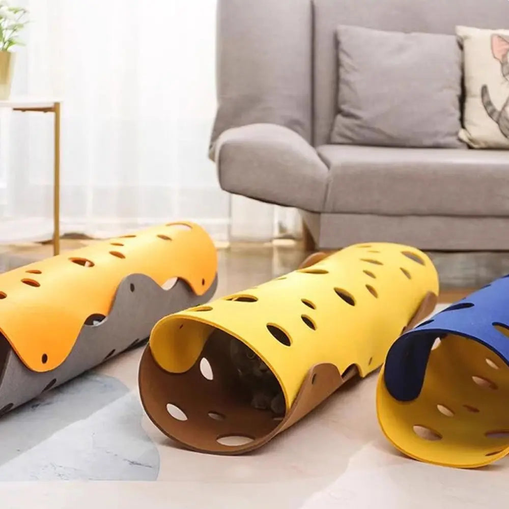 1PC Cat Tunnels Bed Foldable Pet Tunnel Tube Bed with Holes DIY Cats Play Mat Cat Activity Rug Toy for Interactive