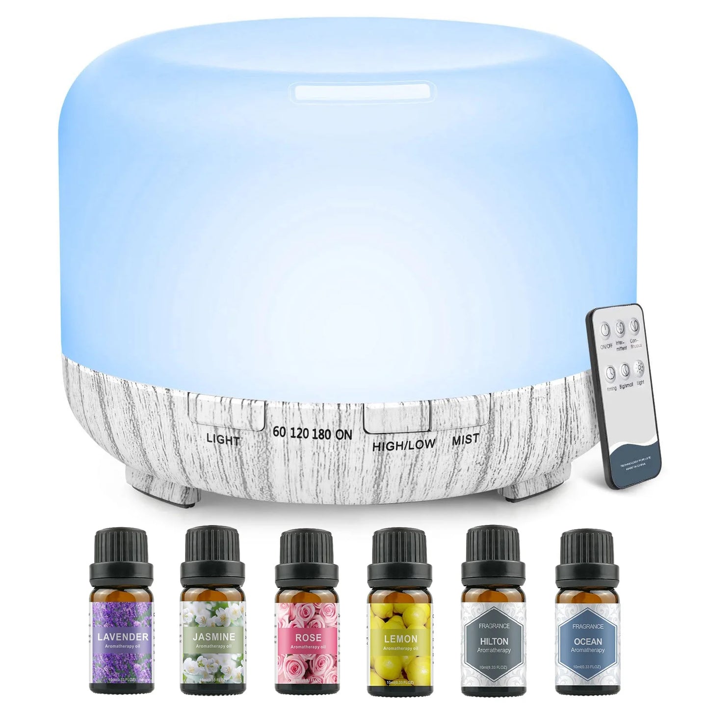 500ML Aroma Diffuser (Oils Optional), 5V 2A Essential Oil Aromatherapy Diffuser Humidifier with Remote Control  for Home Office