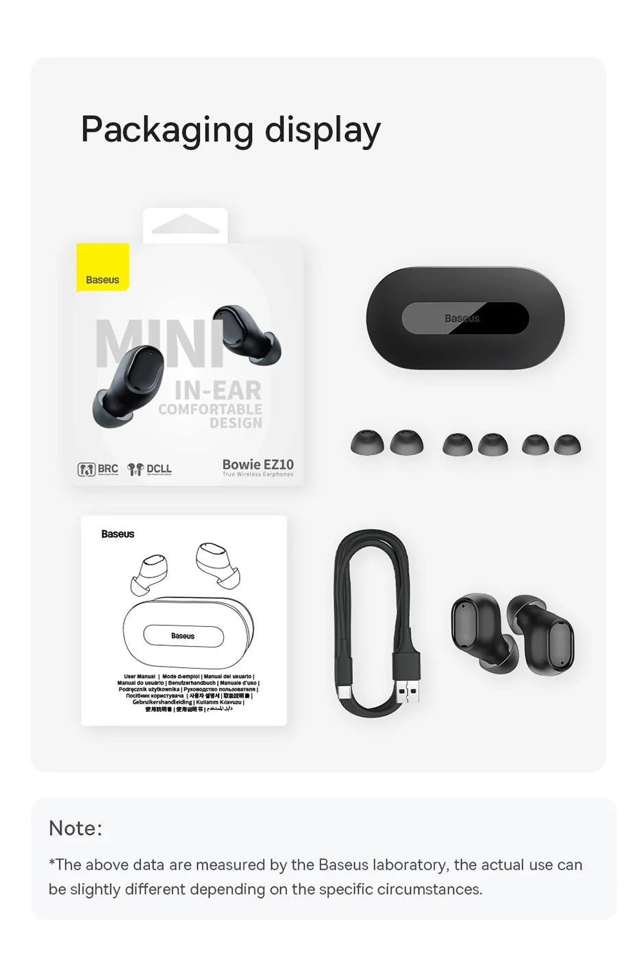 Baseus Bowie EZ10 TWS Earphone Bluetooth 5.3 Wireless Headphone Fast Charge Mini in Ear Earbuds Sports Headset 0.06s Low Latency