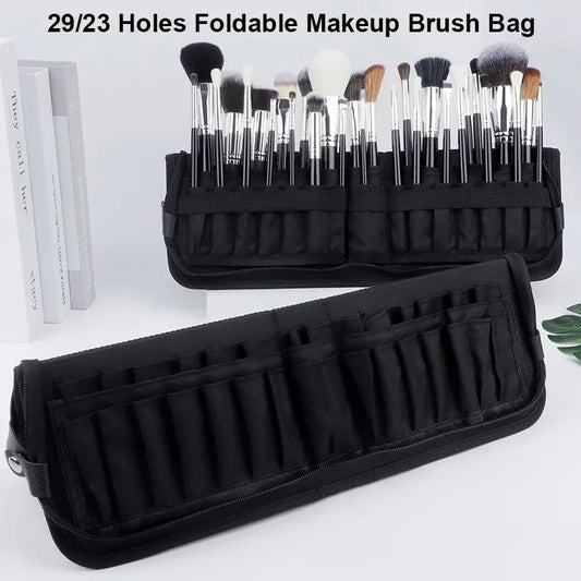 29/23 Holes Foldable Makeup Brush Bag Women Makeup Brush Tools Bag Organizer Travel Powder Cosmetic Sets Toiletry Case Holder