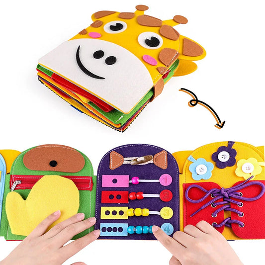 3D Montessori Baby Busy Board Felt Books Montessori Fine Motor Skills Activity Toys Quiet Cloth Books Preschool Teaching Aids