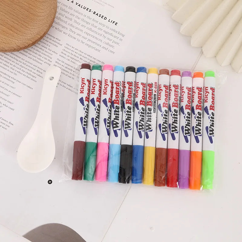 8/12 Colors Magical Water Floating Student Painting Brush  Whiteboard Markers Pen Suspension Kids Educational Painting Pen Toys