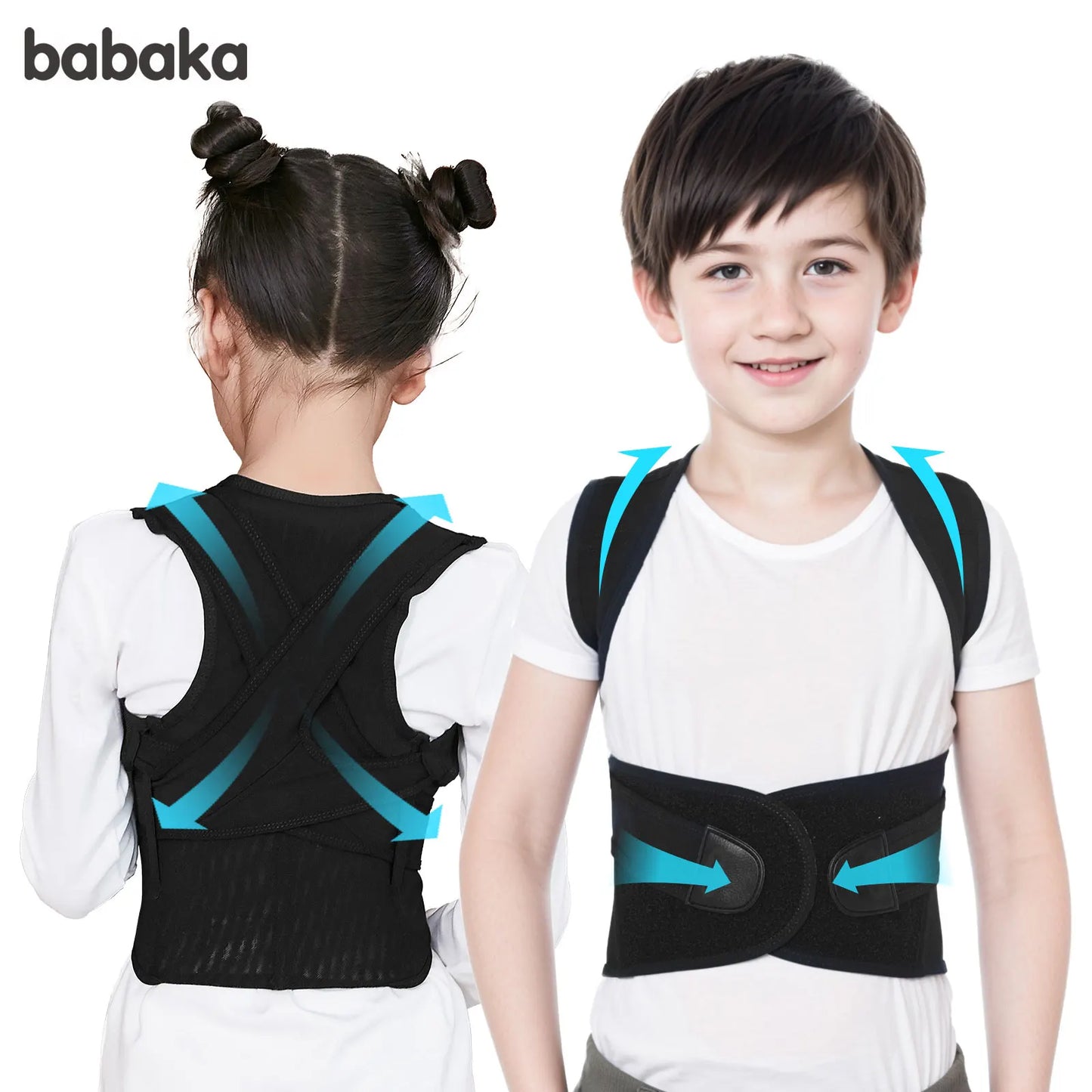 Babaka Child Posture Corrector Back Support Belt Comfortable Adjustable Back Brace Correct Hunchback Relieve Shoulder Back Pain