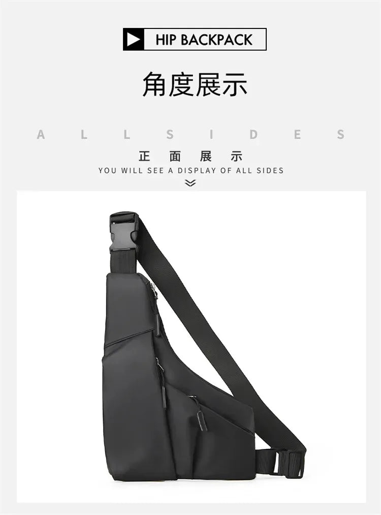 Anti Theft Close Fitting Chest Bag Men's Leisure Leather Film Triangle Bag Crossbody Card Wallet Sports Cycling Riding Sling Bag