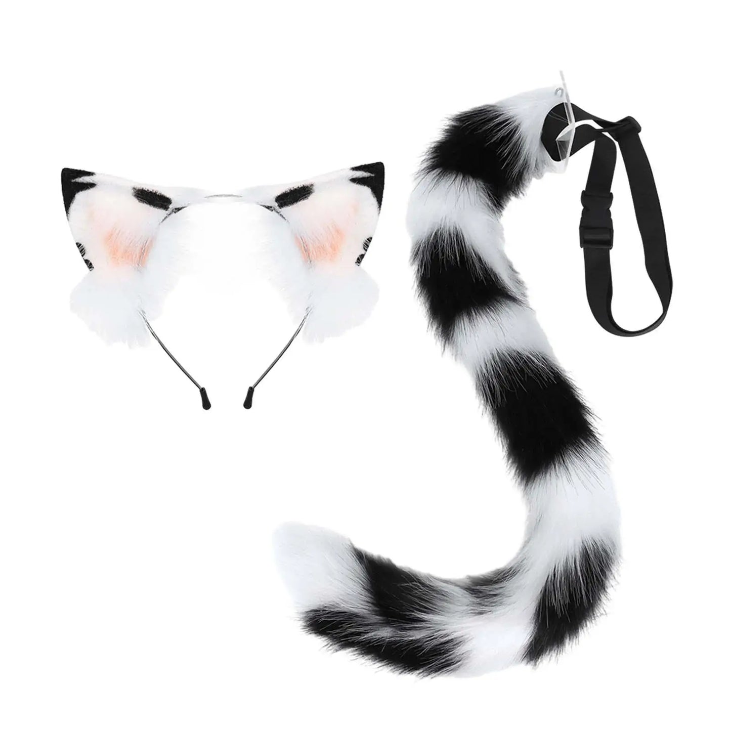 Cat Ears Headband and Tail Animal Ears Costume Accessories Wolf Ears for Prom Night Club