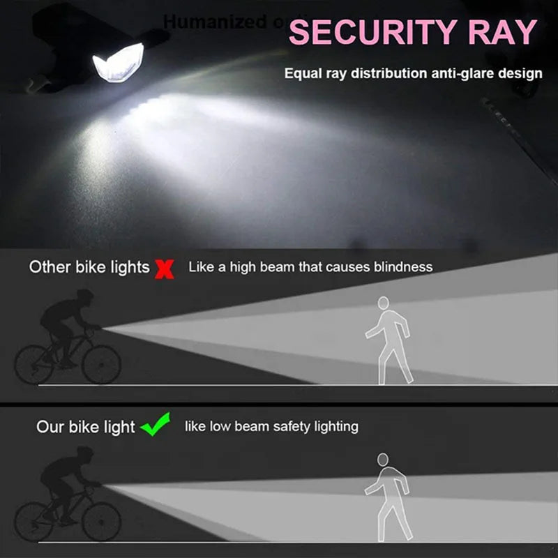 Bike Light Set Front Light with Taillight USB Rechargeable Easy to Install 3 Modes Bicycle Accessories for the Bicycle Road MTB