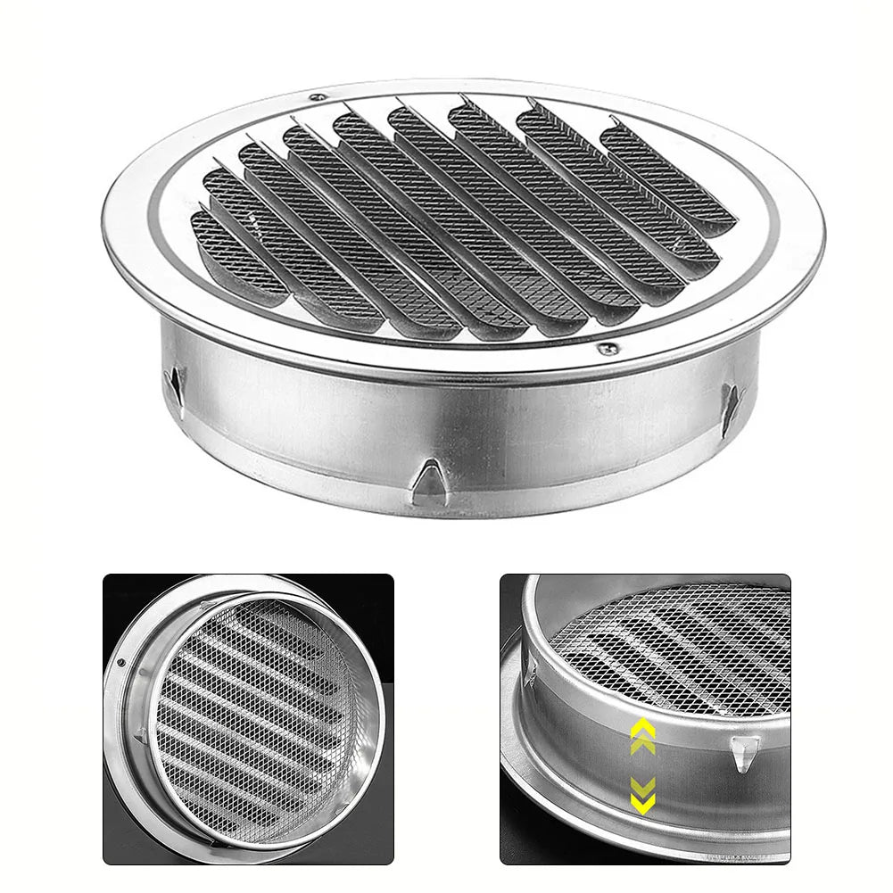 1pcs 70-300mm Round Stainless Steel Air Vent Grille Insect Protection Home Exterior Wall Ducting Ventilation Tool