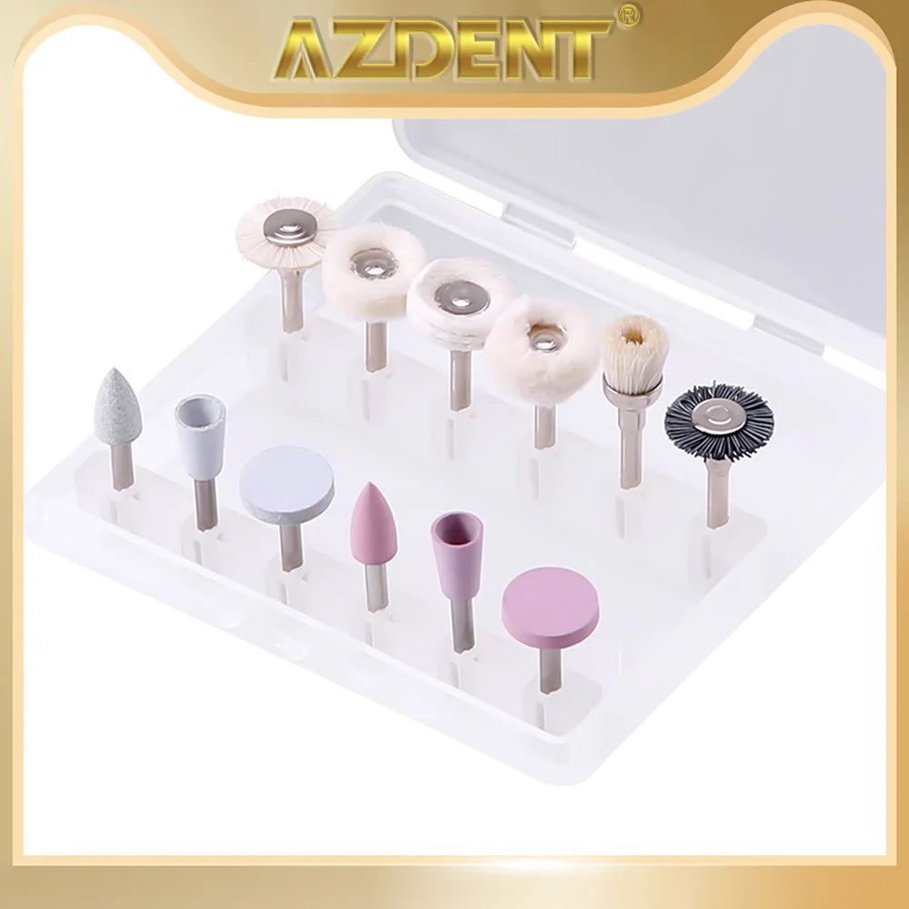 AZDENT 12PCS/Box Dental Composite Polishing Kit RA 2.35mm Polisher for Low Speed Hanpiece Porcelain Natural Teeth Nail Polishing