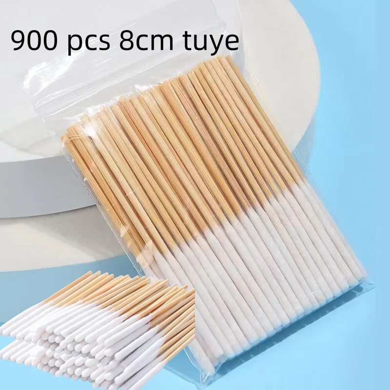 900/100/300pcs Disposable Wooden Micro Bud Swabs Lint Free Eyelash Extension Glue Removing Tools Makeup Mini Brush