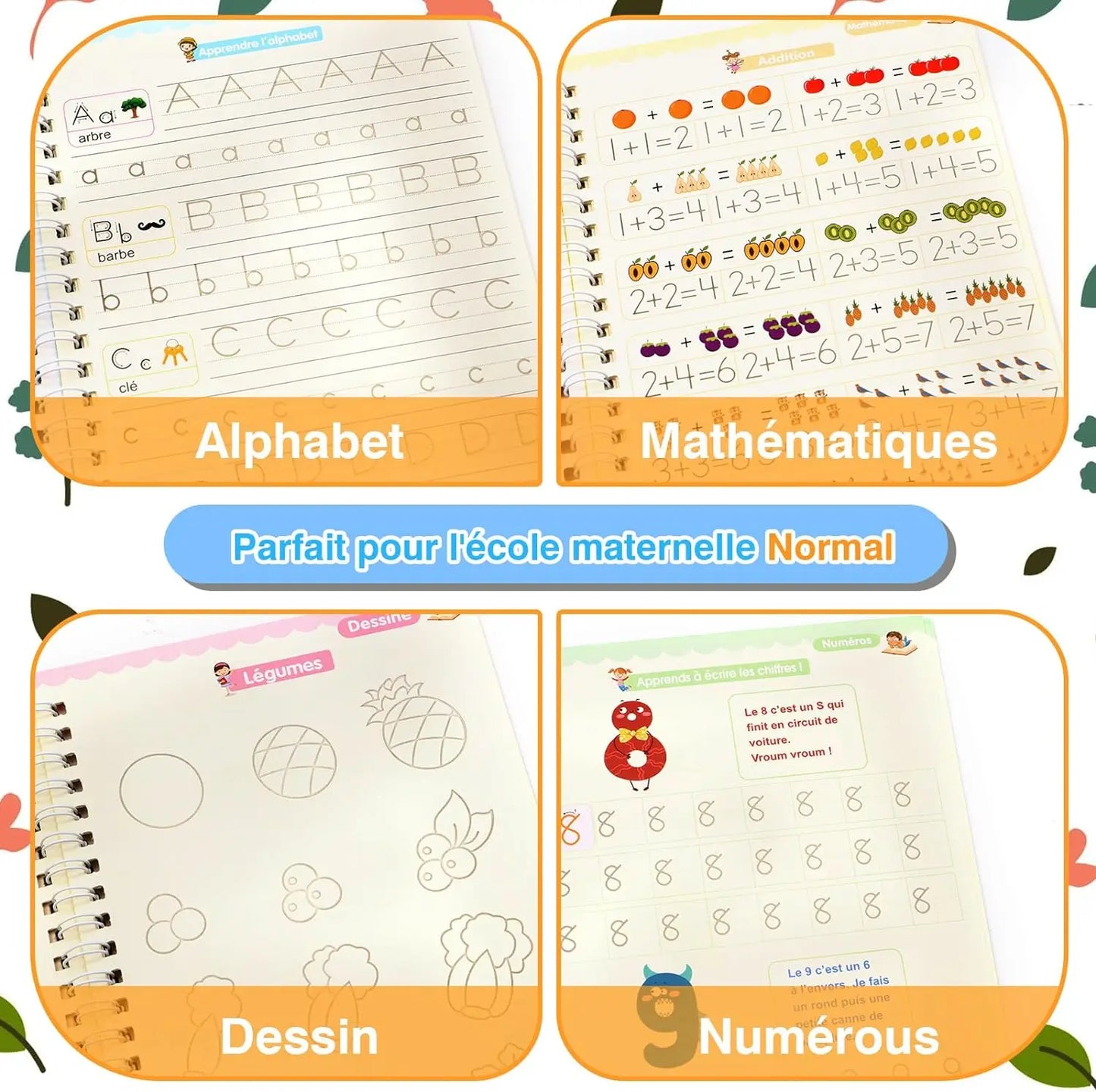 4 Books Magic Book Montessorii Educational Drawing Toys Montessori Education Kids Copy Exercise French Writing Notebook