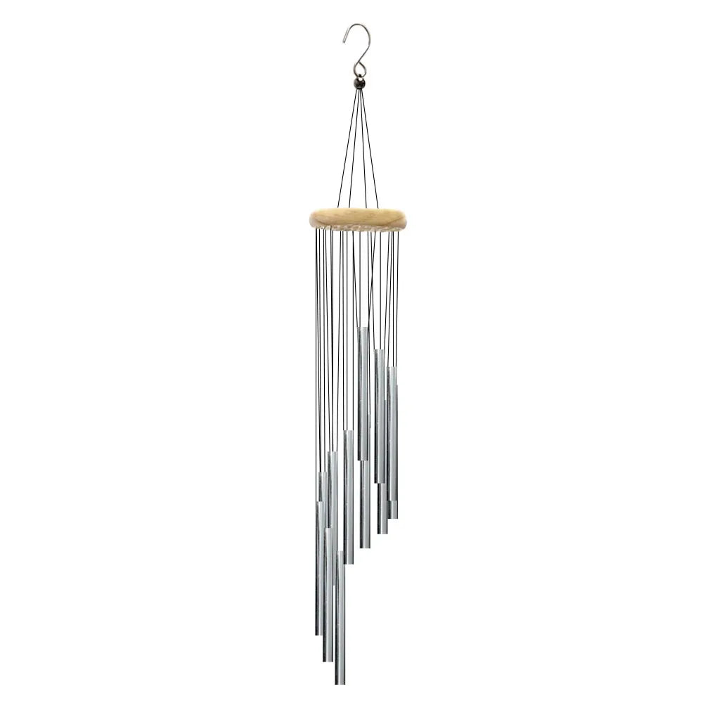 1piece 12 Tubes Aluminum Alloy Wind Chimes with Hook Gold/silver Bells for Outside Home Wedding Party Memorial Decoration Gifts