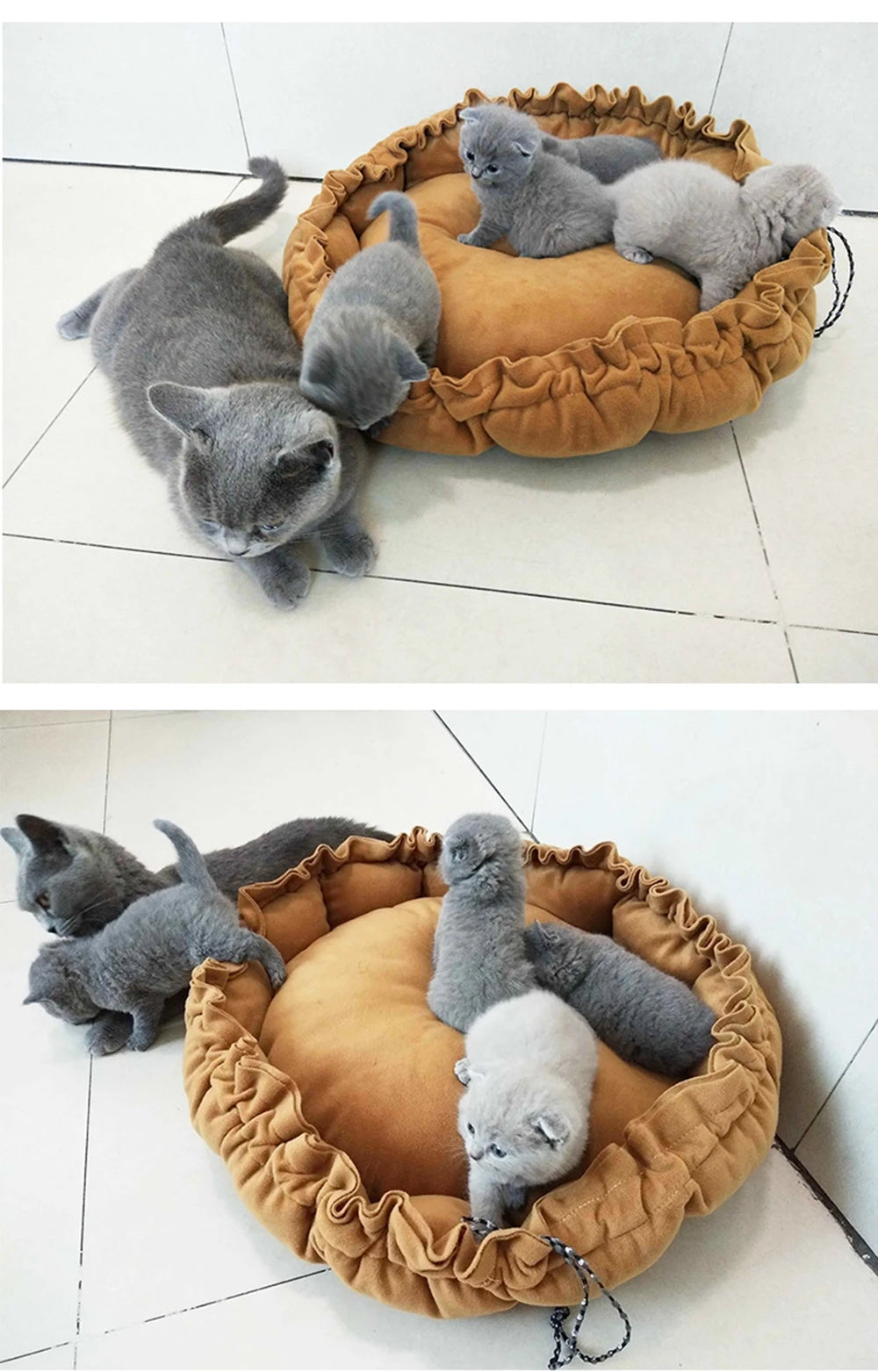 Bed cats Soft Pet Bed Round Donut Washable Comfortable House with Pull Rope for Cats and Dogs Beds and furniture Cat Accessories