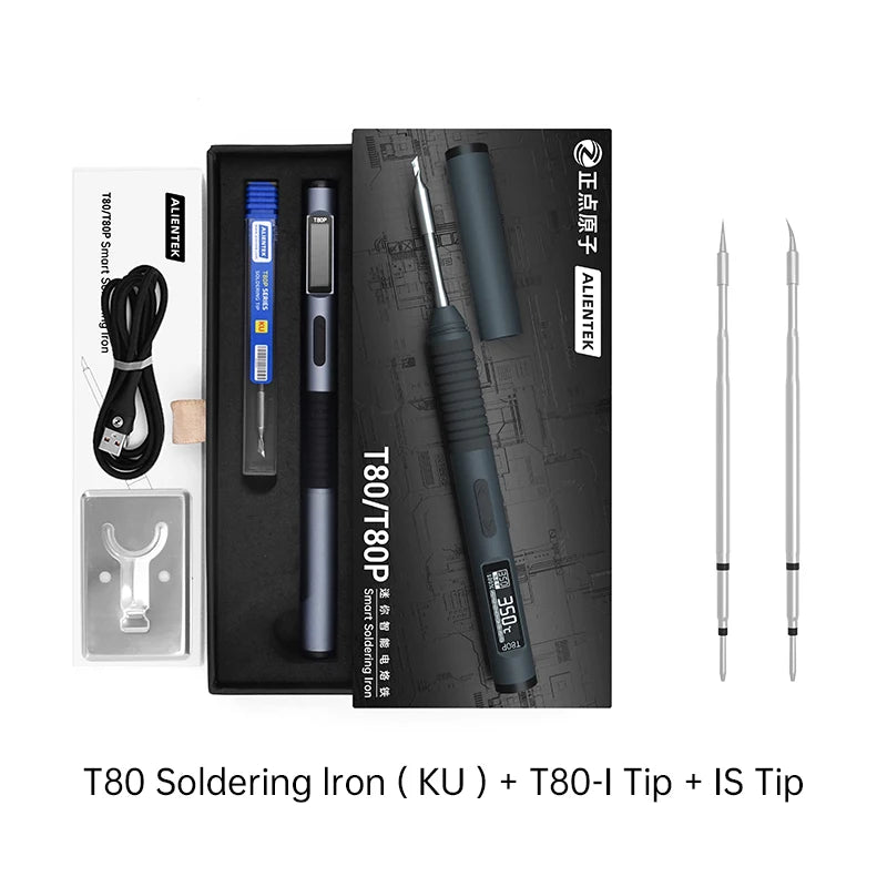 ALIENTEK T80 T80P Smart Soldering Iron PD 65W QC Adjustable Constant Temperature Portable Smart Soldering Iron Kit C245 Tools