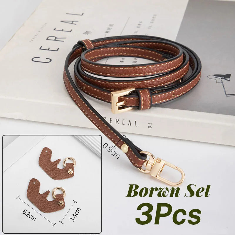 1 Set Bag Strap For Longchamp Mini Punch-free Genuine Leather Shoulder Strap Set Transformation Crossbody Strap Bag Accessories