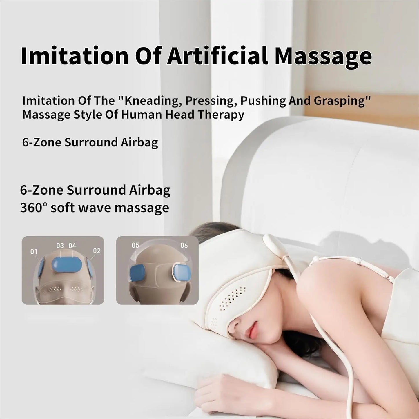 Air Pressure Head Eye Massager Electric 6 Zones Airbag Migraine Relief Cap Massager for Relax Improve Sleep Stress Relief