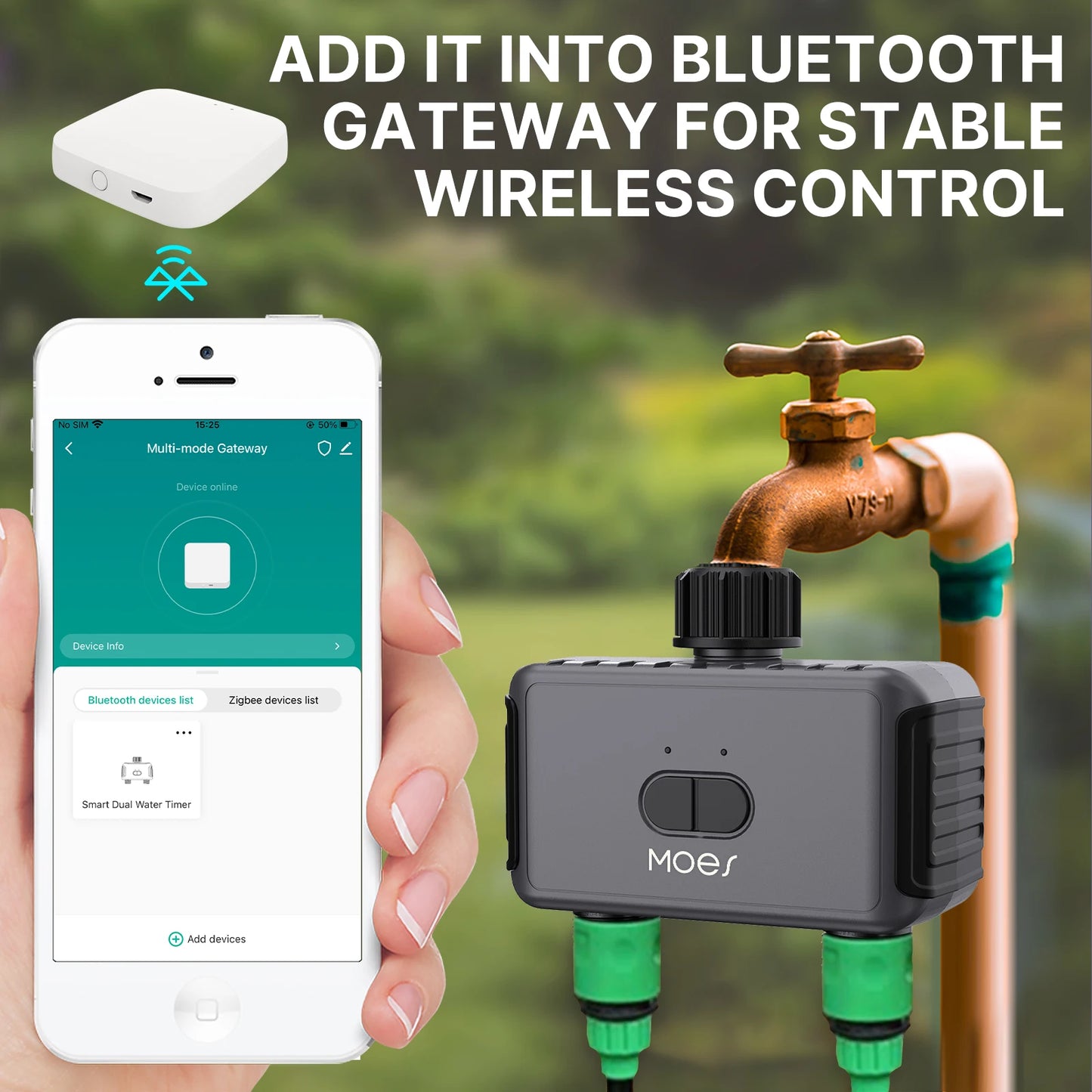 Bluetooth Smart Garden Sprinkler Water Timer by 2 Way Rain Delay Filter Washer Programmable and Automatic Irrigation Controller