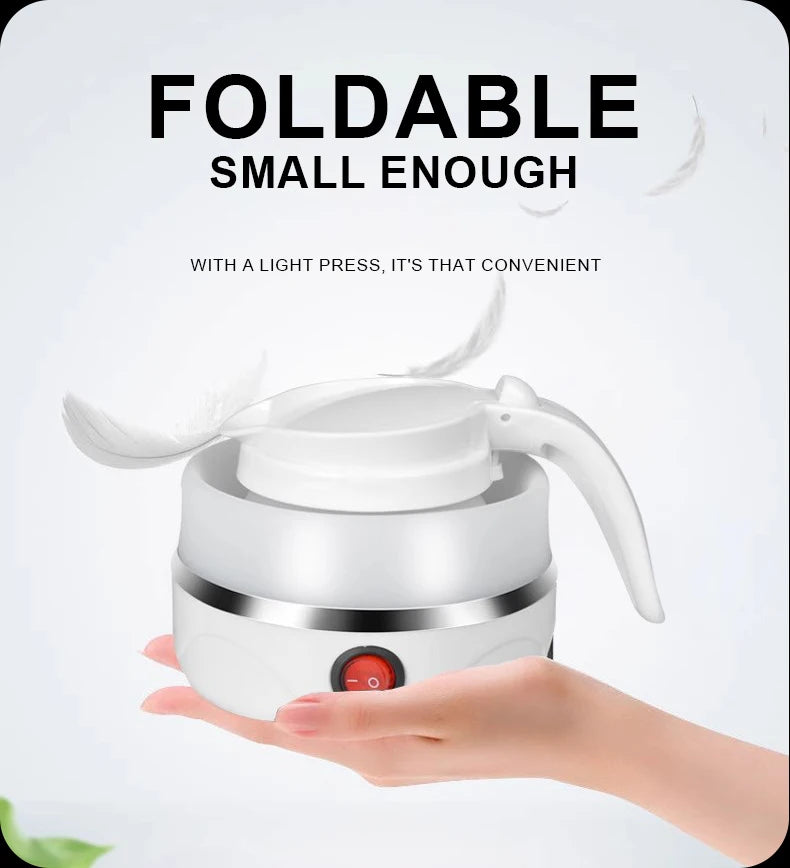 220V 0.6L Mini Folding Kettle Portable Water Heater 600W Silicone Compression Electric Kettle Home Kettle Easy To Travel