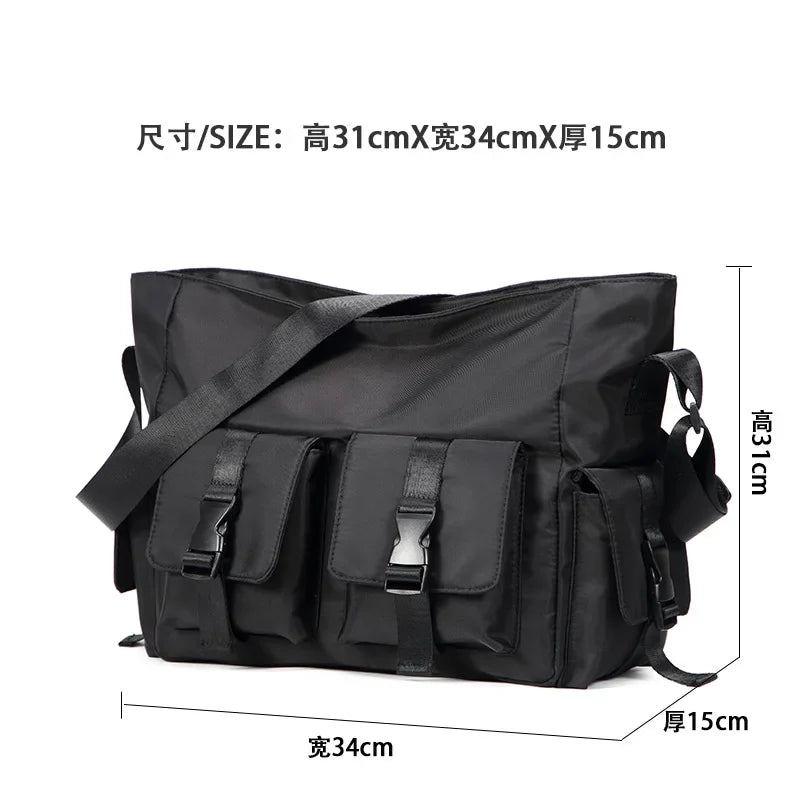 Casual Large Capacity Waterproof Messenger Shoulder Bag Men Crossbody School bag for Teenage Outdoor Man Black Big Travel Bags