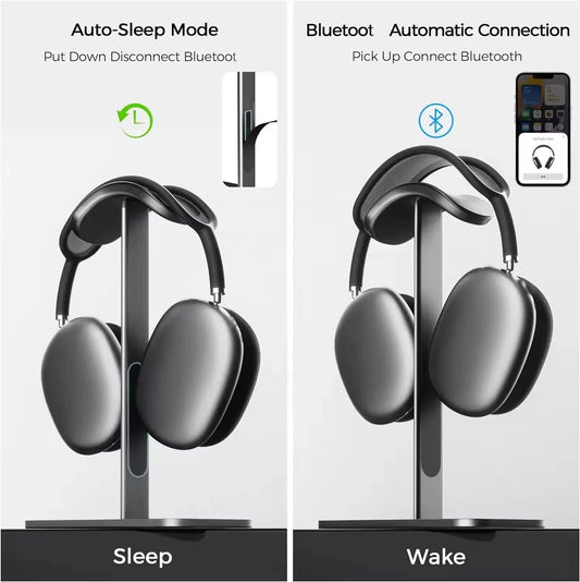 Aluminum Alloy Headphone Stand Detachable Auto-sleep Headset Holder Display Shelf for Airpods Max with Anti-Slip Silicone Pad