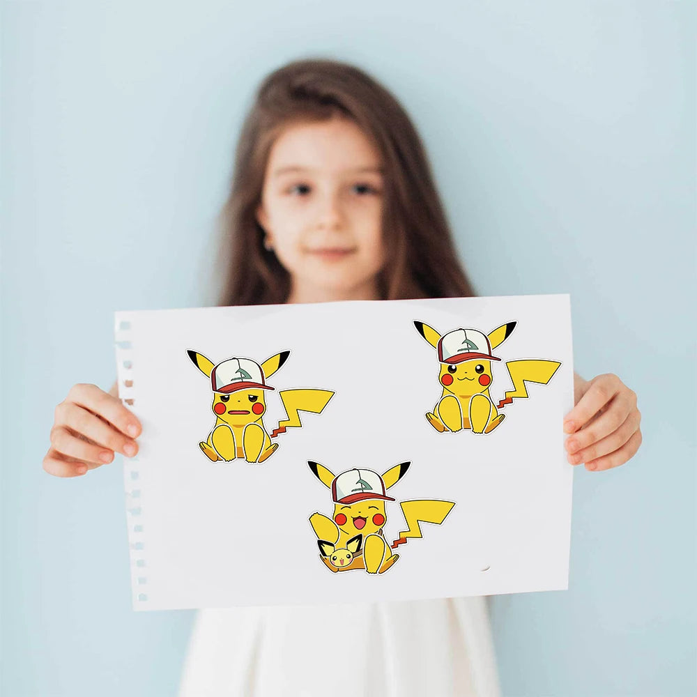 32Sheets Children DIY Puzzle Sticker Pokemon Face Funny Anime Pikachu Assemble Stickers Kids Toys Boys Girls Gifts