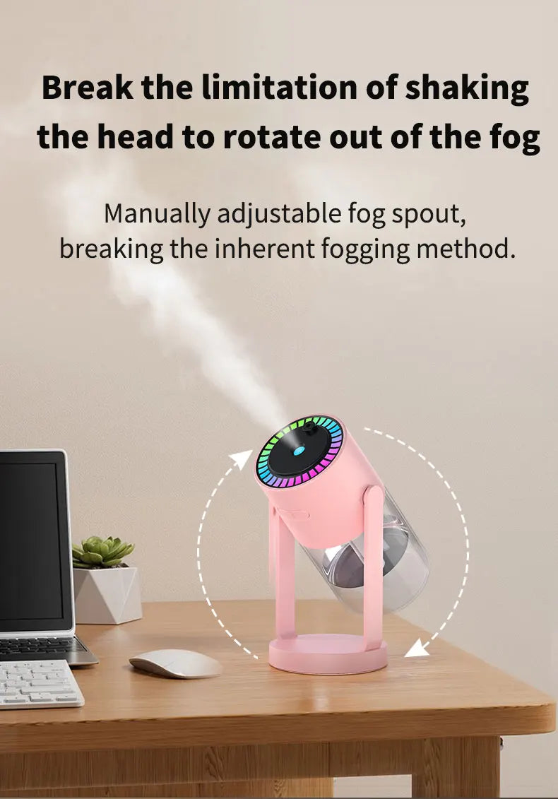 2024 New 280ML Portable Rotating Humidifier Car Diffuser Humidifier with With Projection Lights Colorful Marquee Ambient Light