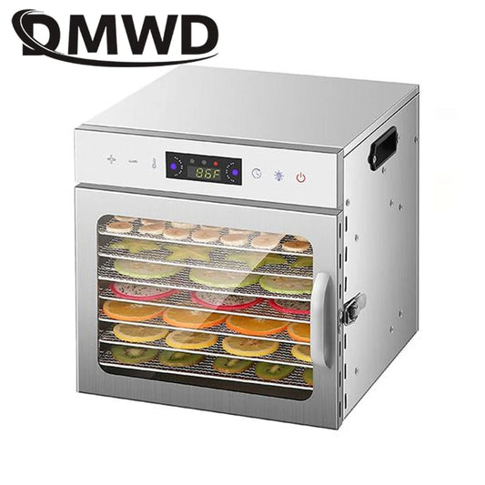 6/8 Layers Stainless Steel Food Dehydrator Digital Temperature Control Fruits Vegetables Air Drying Machine Snacks Meat Dryer EU