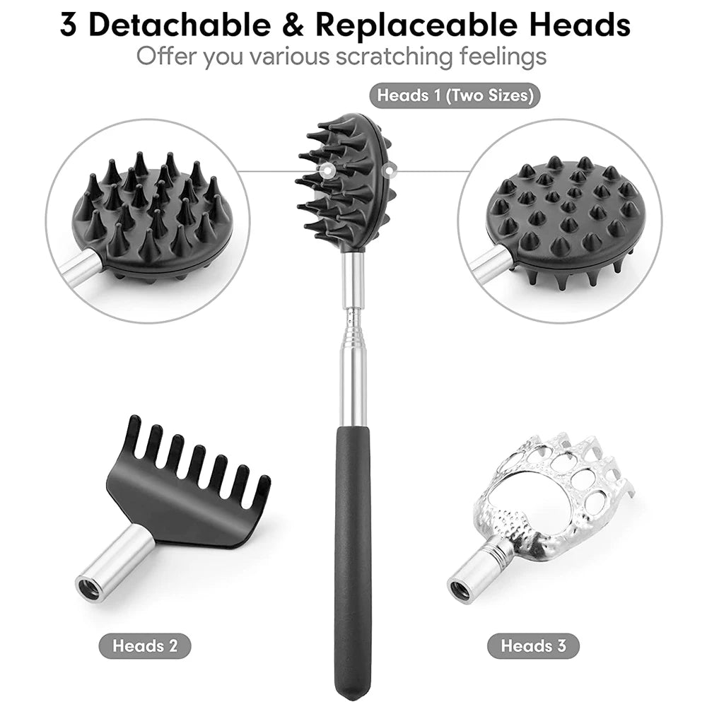 Back Scratcher for Men Women,Portable Extendable Stainless Steel Telescoping Back Scratchers Oversized and Normal Size